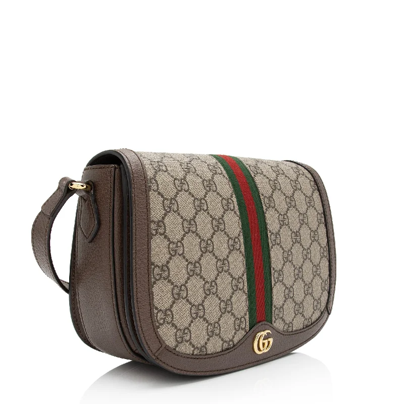 Ladies Gucci shoulder bags with a wide - width strapGucci GG Supreme Ophidia Flap Messenger Bag (SHF-Z9ZgXY)