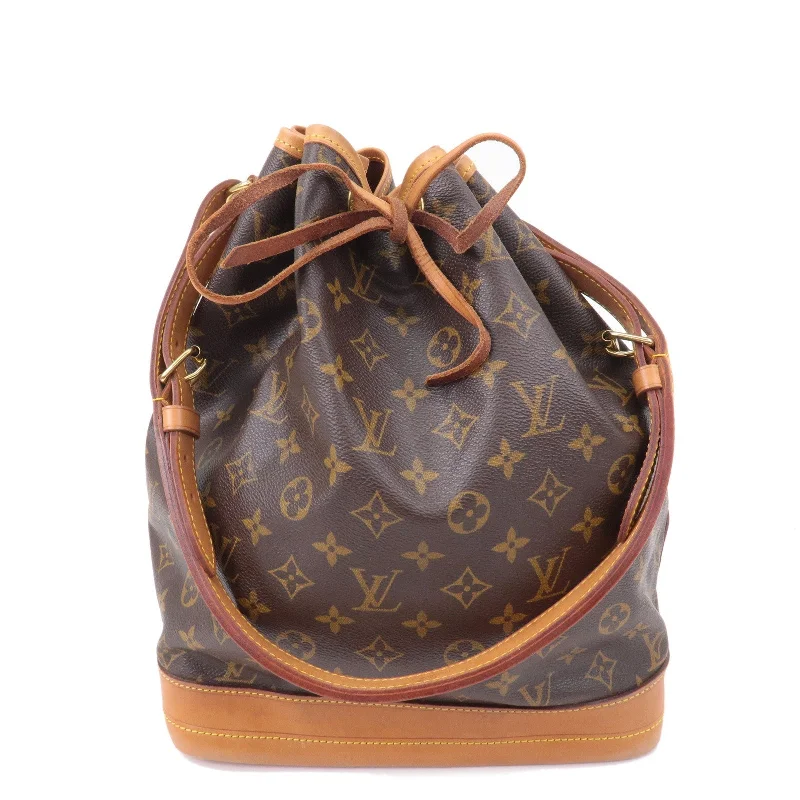 Louis Vuitton bags with a detachable mobile phone holder for convenienceLouis Vuitton Monogram Noe Shoulder Bag Hand Bag Brown M42224