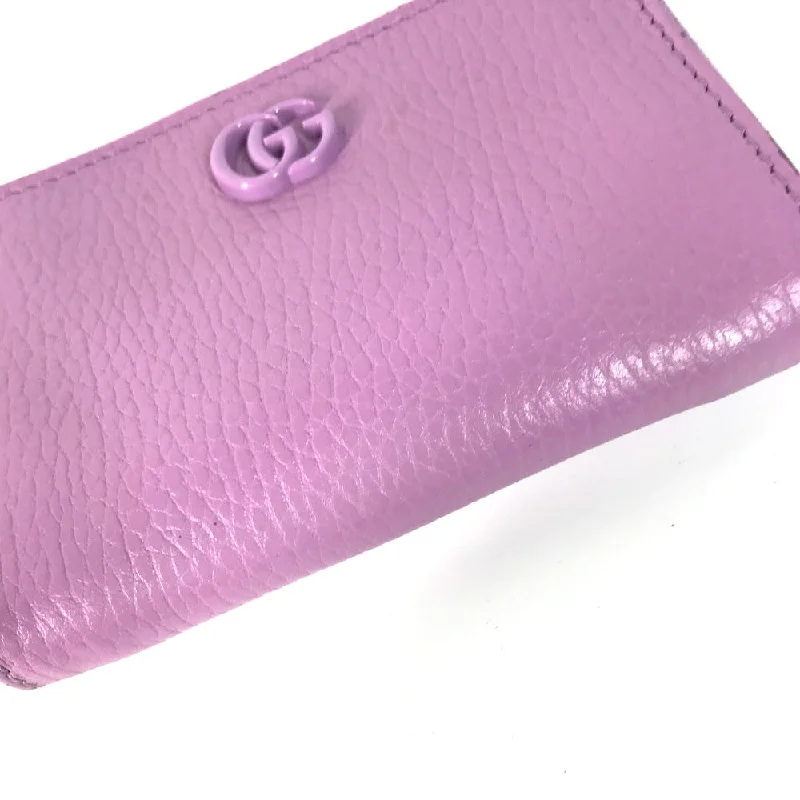 Gucci Marmont bags for women with a contrast - colored interiorGUCCI Coin case 644412 leather Light purple Double G zip around wallet Women Used