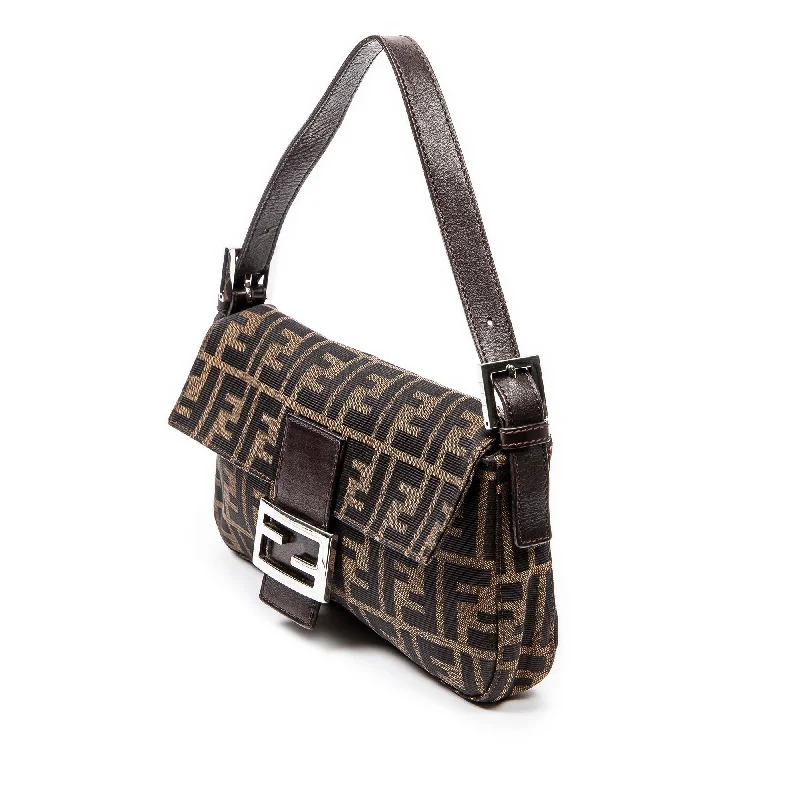 Ladies Fendi Peekaboo bags with gold - toned hardware for a touch of luxuryFENDI Zucca Canvas Baguette