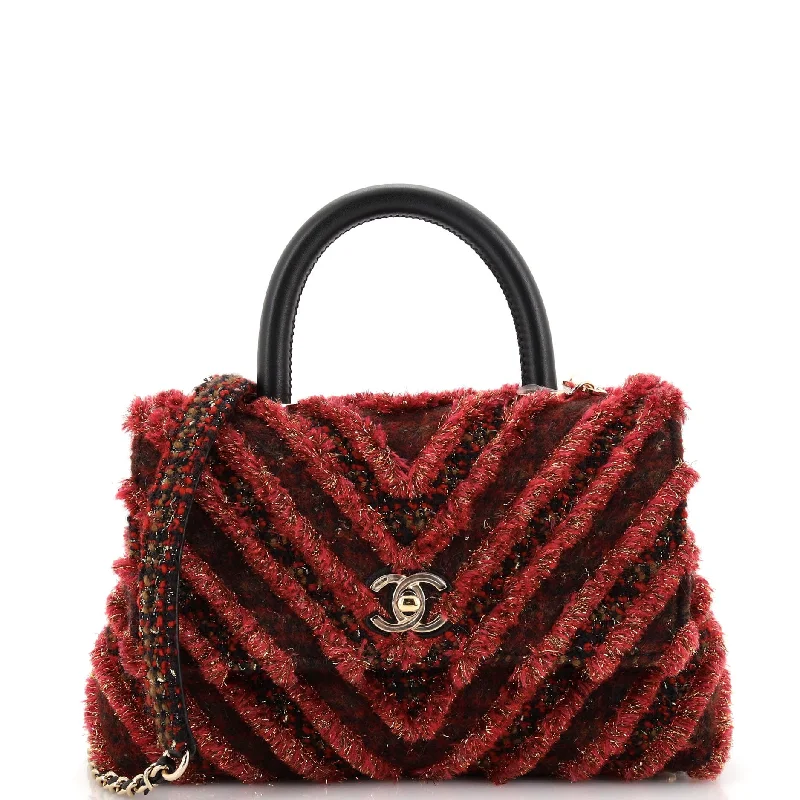 Coco Top Handle Bag Chevron Tweed and Fringed Tinsel Mini