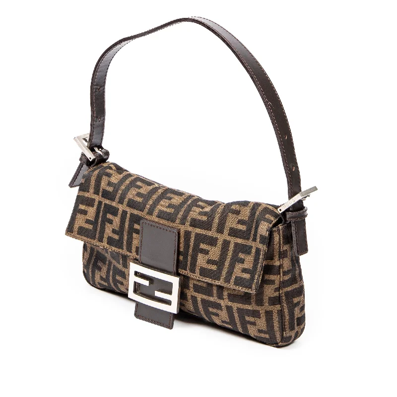 Fendi By The Way bags with a crystal - embellished FF logo for added luxury and glamourFENDI Zucca Canvas Baguette