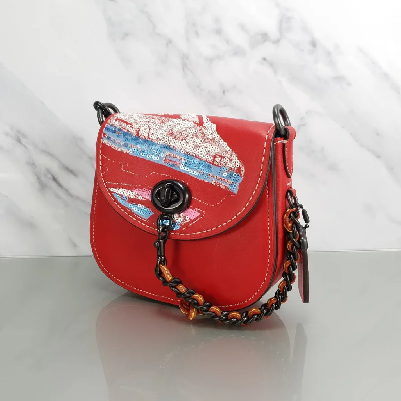 Coach Rogue bags featuring the signature C - hardware for a branded lookCoach 1941 Red Saddle 17 Bag with Sequin Emblem Coupe Rally Car - Limited Edition