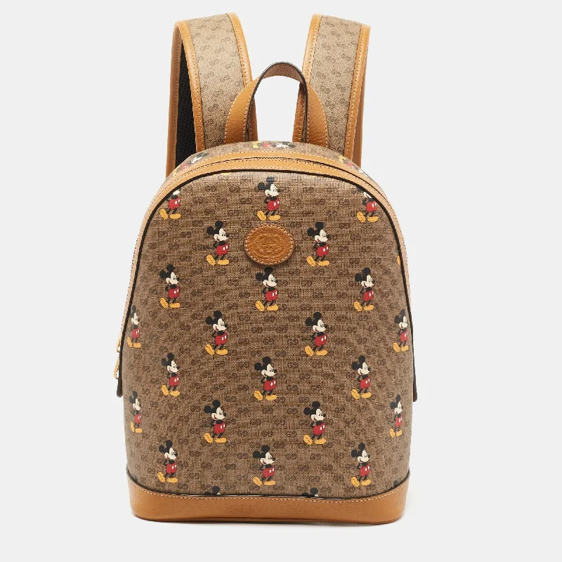 Gucci backpacks for women with a hidden back pocketGucci x Disney Brown GG Supreme Canvas and Leather Mickey Mouse Backpack