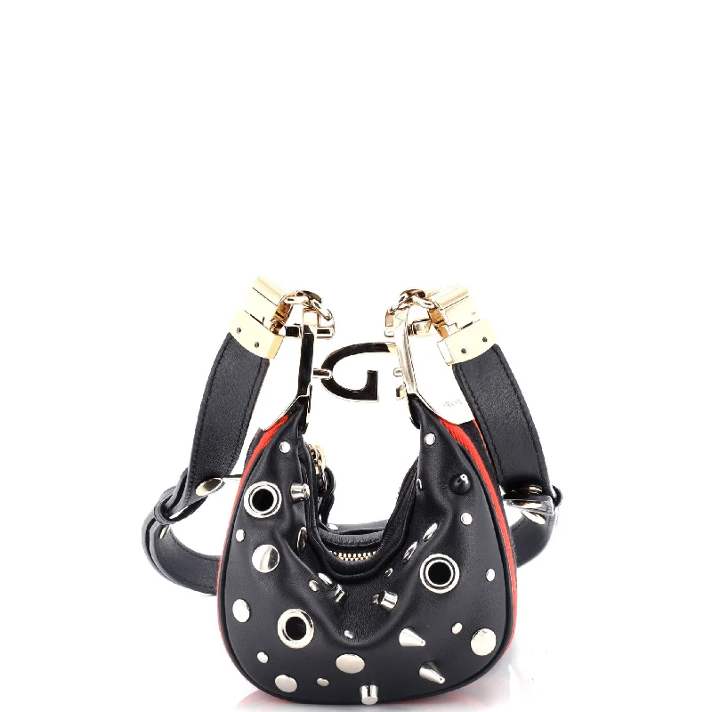 Attache Shoulder Bag Grommet Embellished Leather Mini