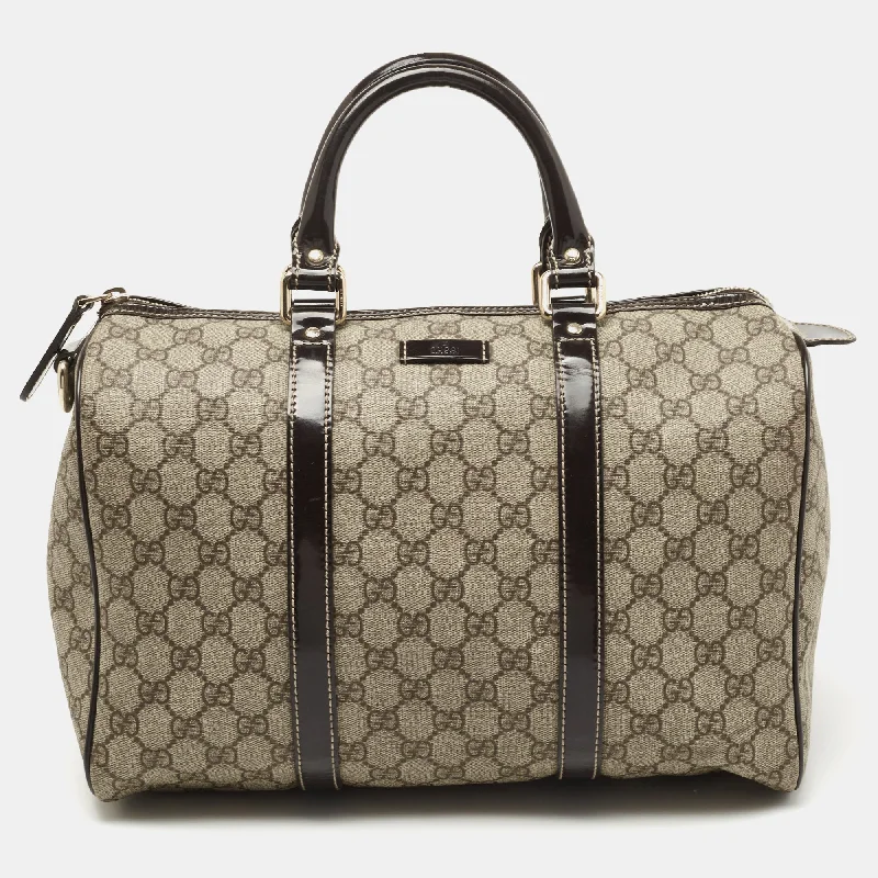 Ladies Gucci shoulder bags with a magnetic - closure flapGucci Beige/Ebony GG Supreme Canvas Medium Joy Boston Bag