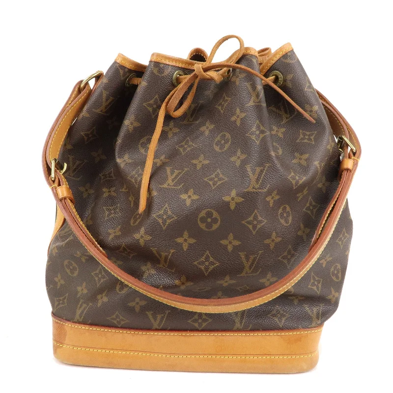 Louis Vuitton bags with a detachable mirror inside for on - the - go touch - upsLouis Vuitton Monogram Noe Shoulder Bag Hand Bag Brown M42224