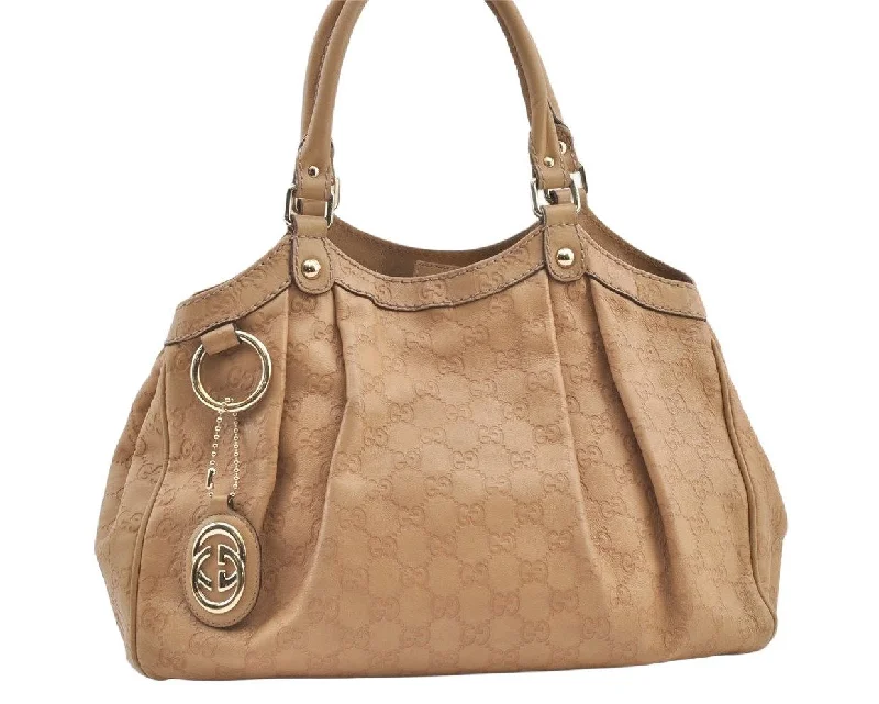 Women Gucci crossbody bags with a keychain holderAuthentic GUCCI Guccissima Sukey Shoulder Tote Bag GG Leather 211944 Beige 0083K