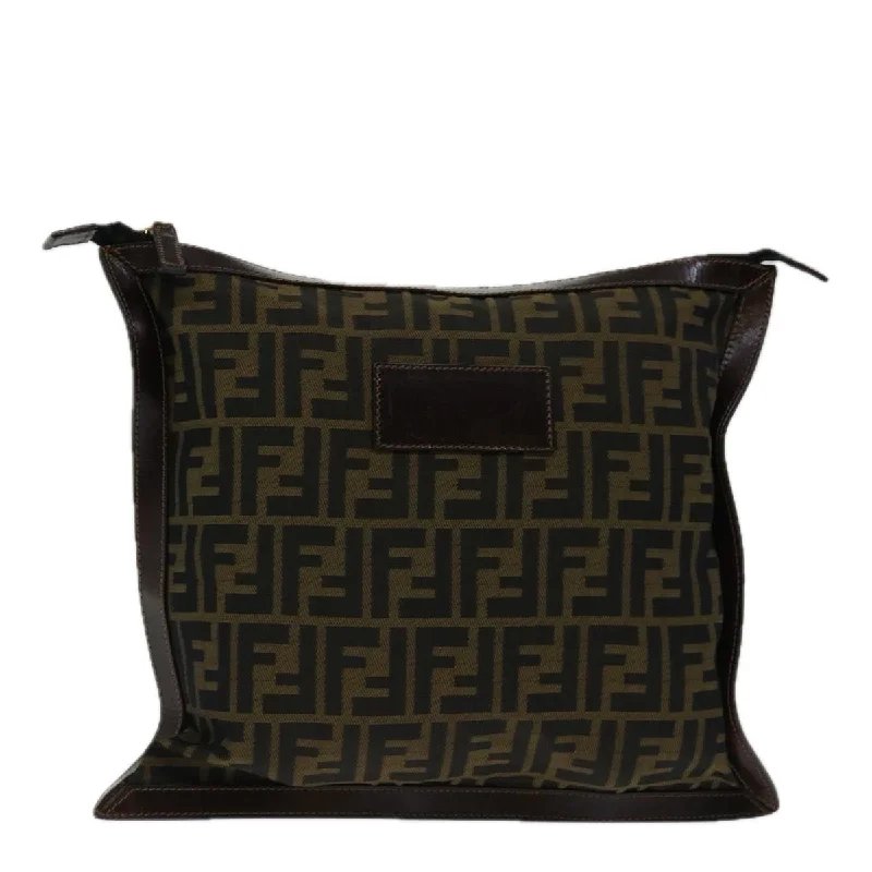 Fendi crossbody bags with a printed floral pattern for a feminine and romantic touchFENDI Zucca Canvas Clutch Bag Black Brown  yk11175