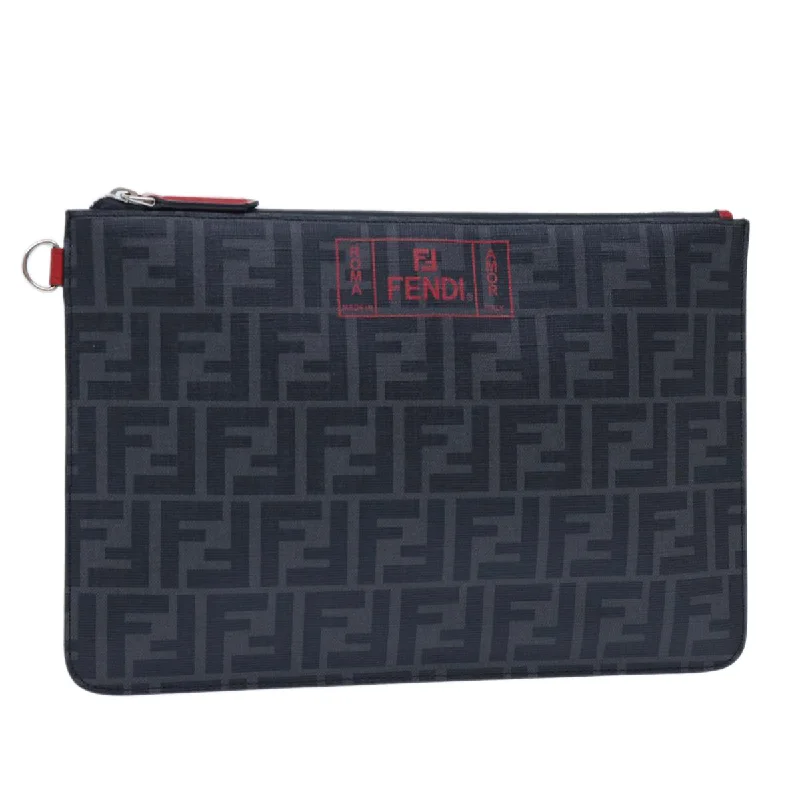 Fendi crossbody bags with a woven leather strap for a unique texture and visual appealFENDI Zucca Canvas Clutch Bag Black  yk8081