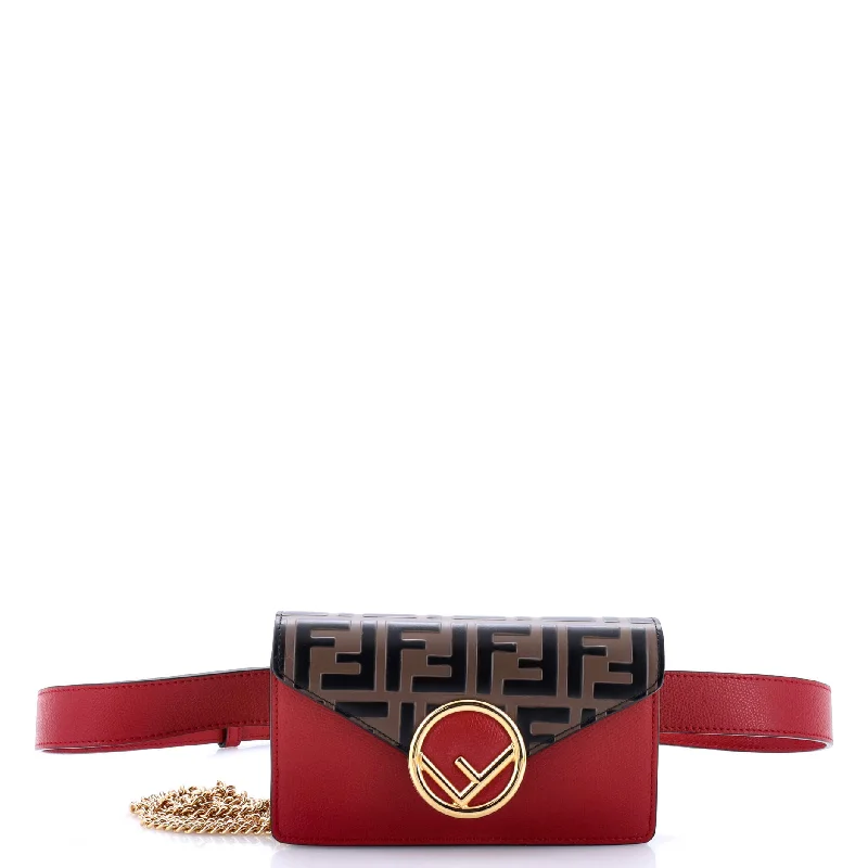 F is Fendi Convertible Belt Bag Leather with Zucca Embossed Detail