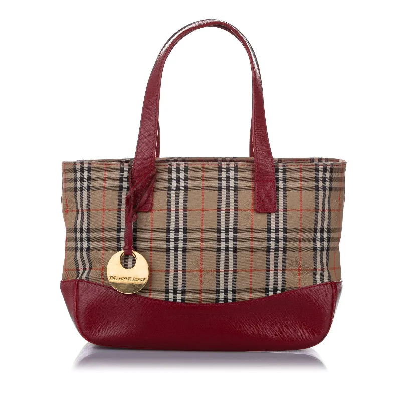 Dark - Hued Burberry Bags for a Sophisticated LookBurberry Haymarket Check Canvas Tote Bag (SHG-14780)