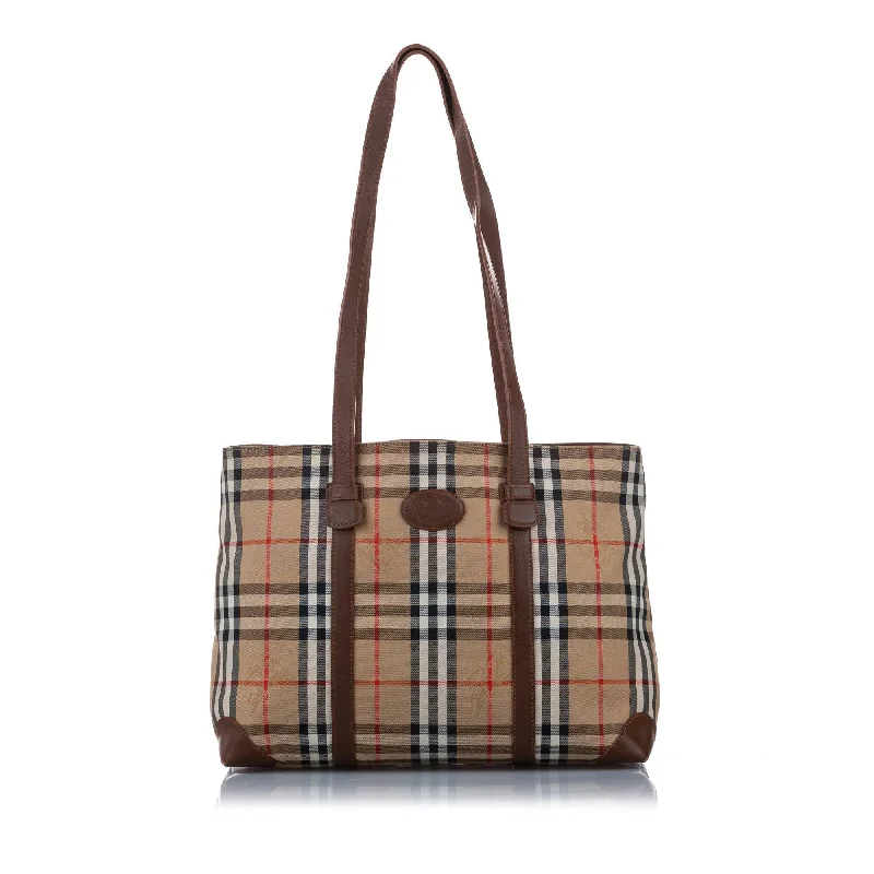 Sustainable and Ethical Burberry Bags for Conscious ConsumersBurberry Haymarket Check Canvas Tote Bag (SHG-15892)