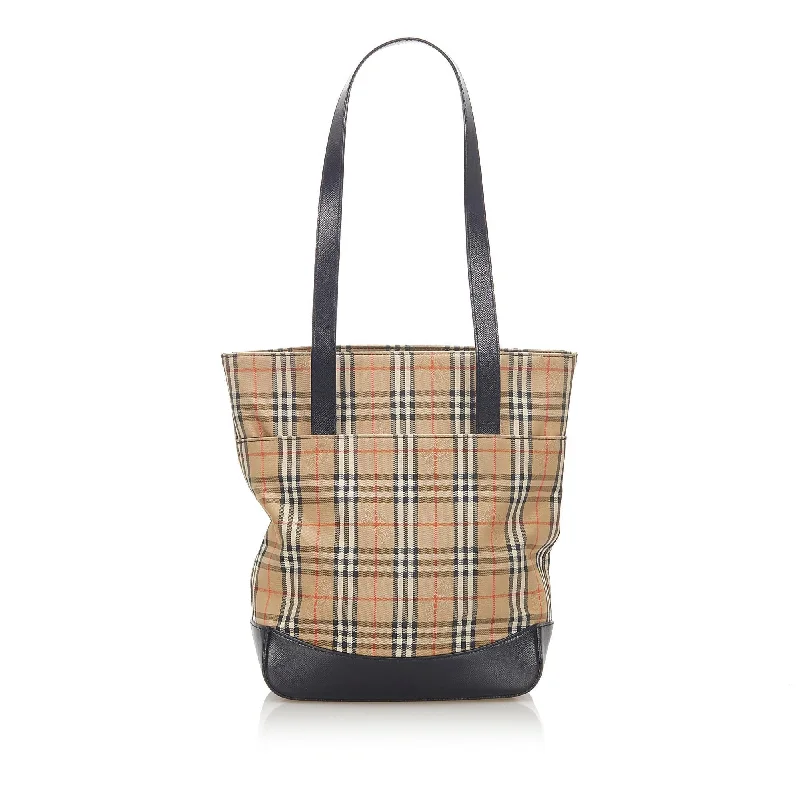 High - Quality Burberry Leather Shoulder BagsBurberry Haymarket Check Canvas Tote Bag (SHG-17508)