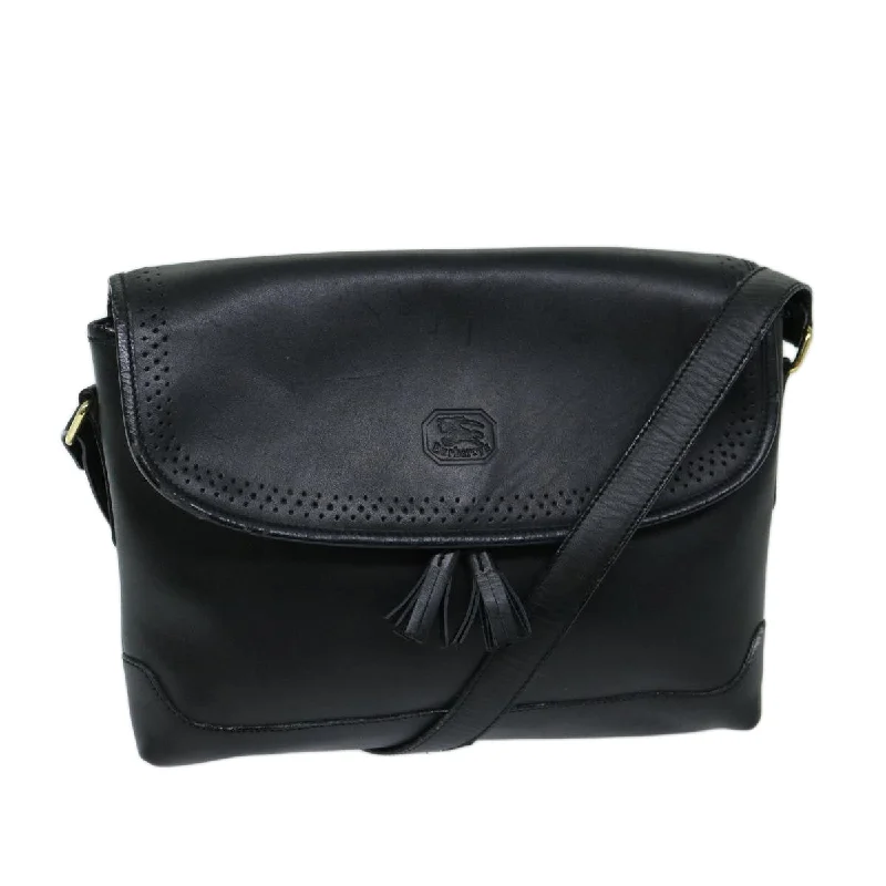 Functional Burberry Diaper Bags for New MomsBURBERRYSs Shoulder Bag Leather Black Auth ep3768