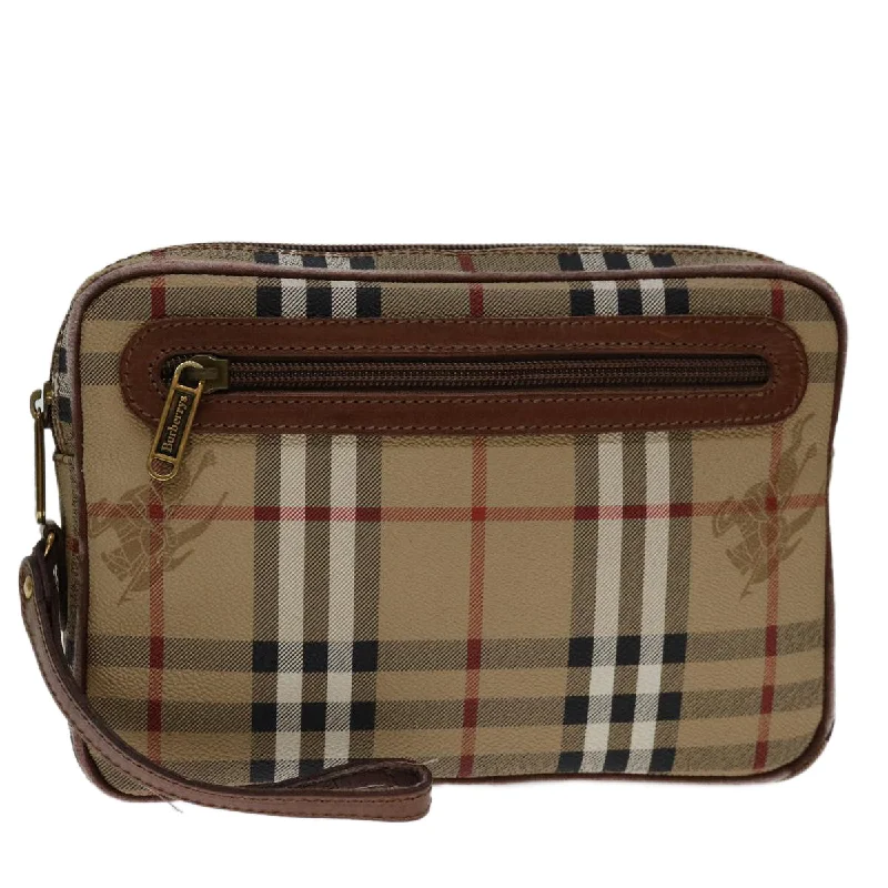 Sustainable and Ethical Burberry Bags for Conscious ConsumersBURBERRYSs Nova Check Clutch Bag PVC Beige Brown Auth yk11383