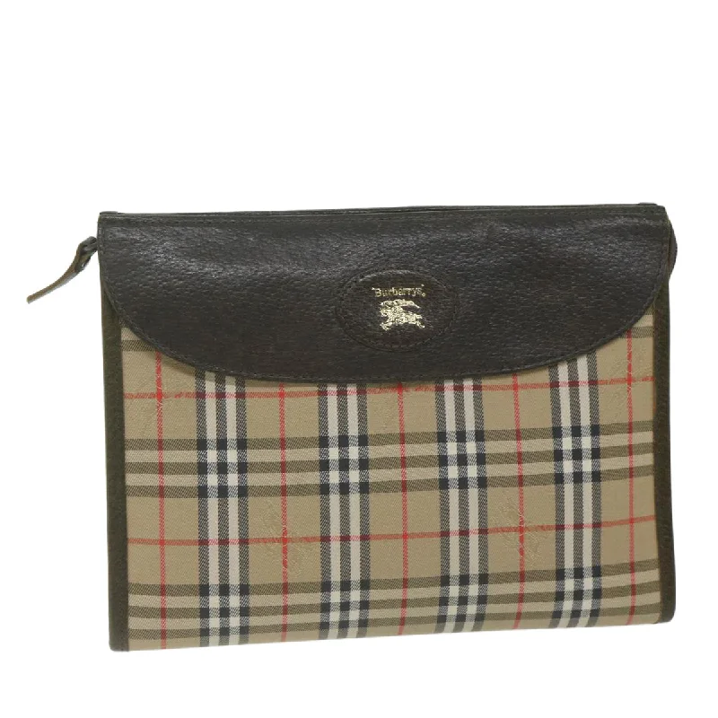 Durable Burberry Canvas Bags for Everyday UseBURBERRYSs Nova Check Clutch Bag Nylon Canvas Beige Auth hk1022