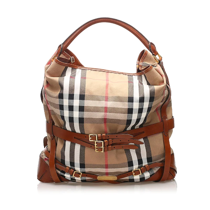 Sustainable Burberry Bags Made from Recycled MaterialsBurberry House Check Gosford Bridle Canvas Handbag (SHG-12146)