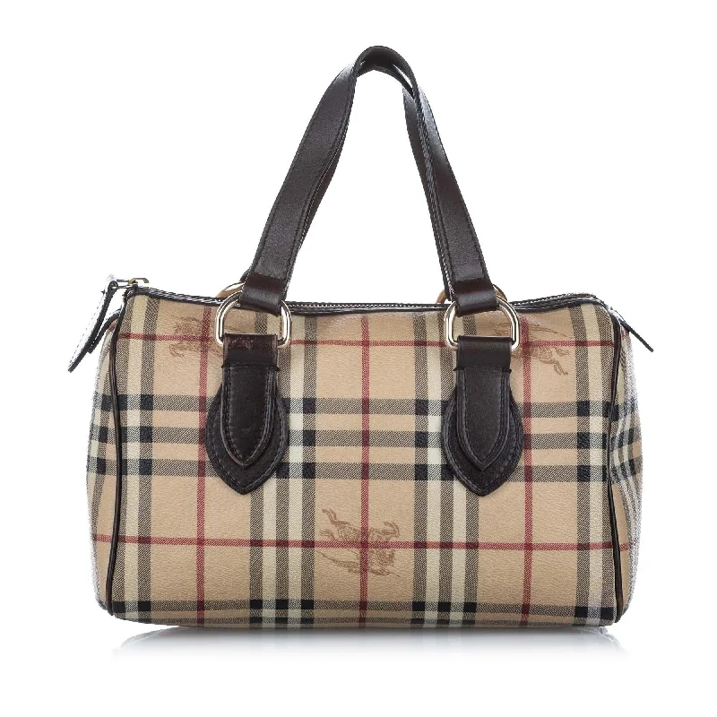 Sustainable Burberry Bags Made from Recycled MaterialsBurberry Haymarket Check Coated Canvas Boston Bag (SHG-16673)