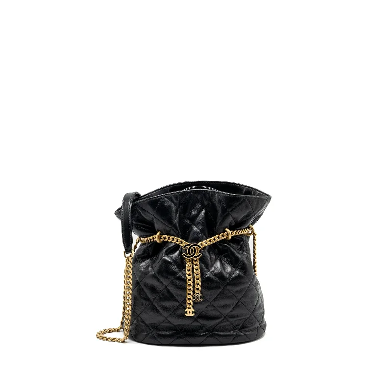 Chanel New Arrival Handbag with Gold HardwareChanel 22p Drawstring Bucket Bag Lambskin Black GHW (Microchip)