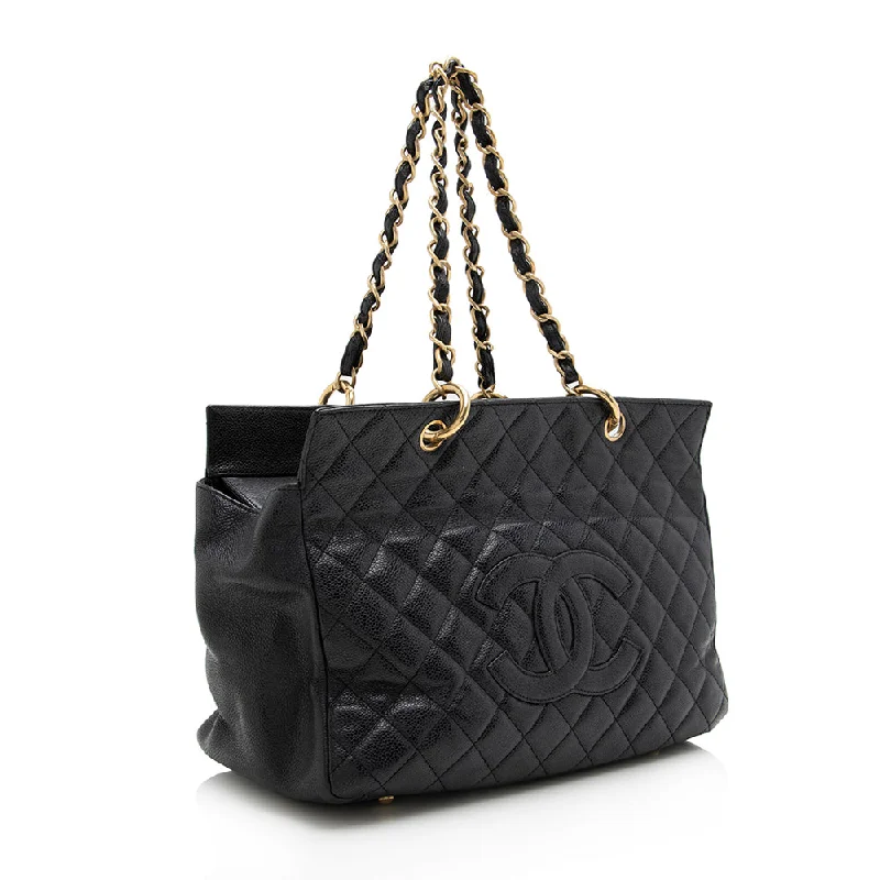 Chanel All - Match Handbag for Versatile StylingChanel Caviar Leather Petite Timeless Tote (17772)