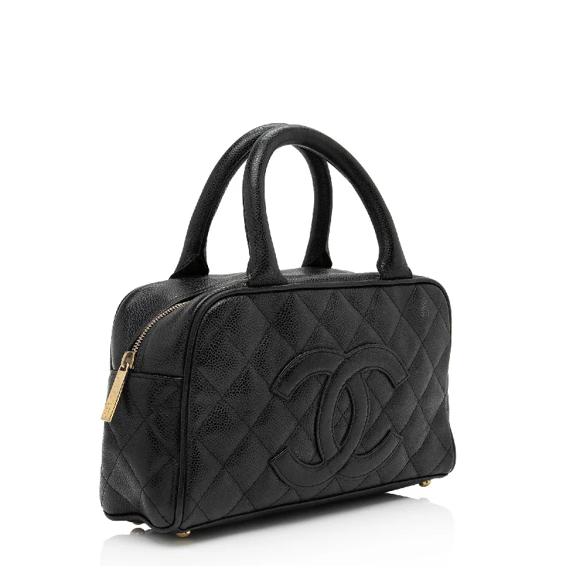 Chanel Handbag with Adjustable Strap for ComfortChanel Caviar Leather Timeless CC Small Bowler Bag (SYECsY)