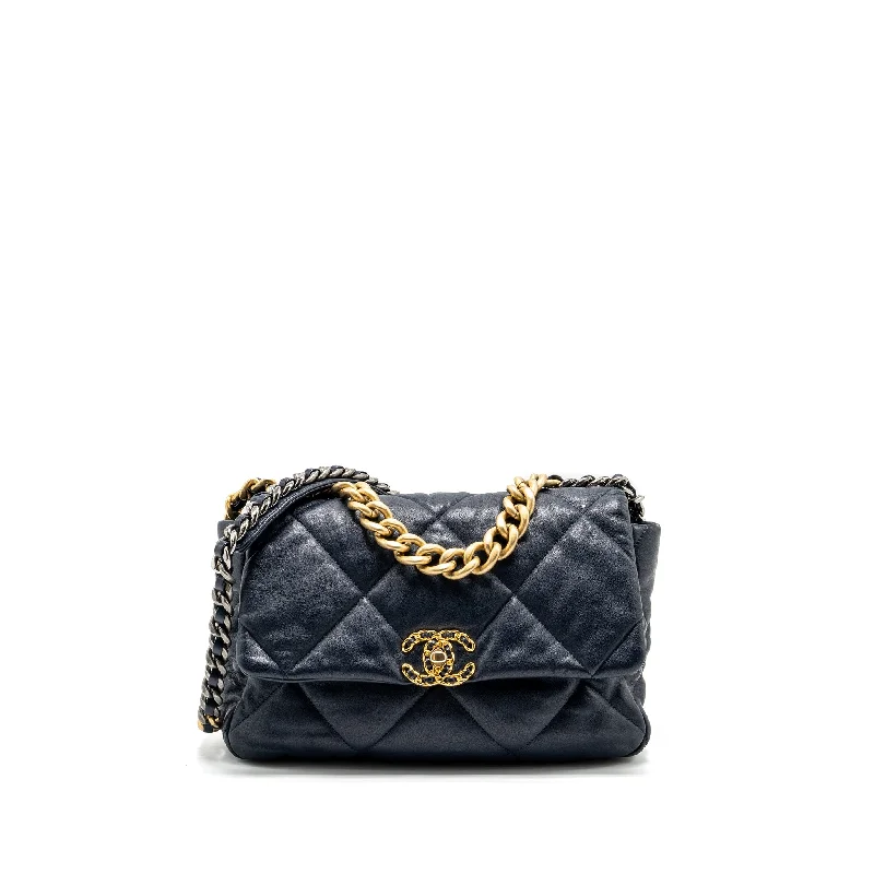 Chanel Vintage Inspired Handbag for Retro LoversChanel Large 19 Bag 30cm Lambskin Navy Multicolour Hardware