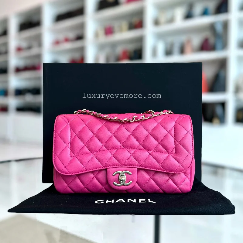 Chanel Vintage Inspired Handbag for Retro LoversChic Flap Mademoiselle Classic Flap 25CM Quilted Lambskin Hot Pink Golden Hardware Series 21