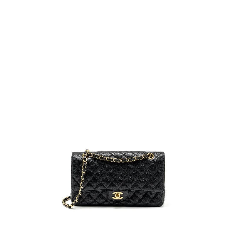 Chanel Handbag with Adjustable Strap for ComfortChanel Medium Classic double flap bag caviar black GHW