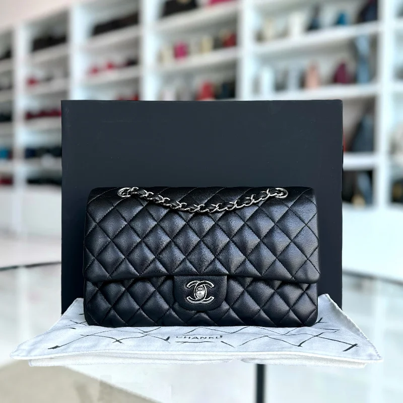 Chanel Limited Edition Handbag for CollectorsDouble Flap Quilted Lambskin Black Silver Hardware Series 19