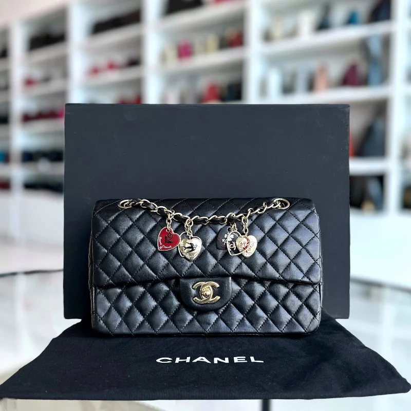 Chanel Colorful Handbag for Spring OutfitsValentine Seasonal Flap Quilted Lambskin Black Golden Hardware Series 13