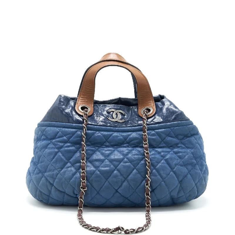 Chanel Lightweight Handbag for Daily ErrandsChanel Quilted Shoulder Bag Blue Ruthenium Hardware