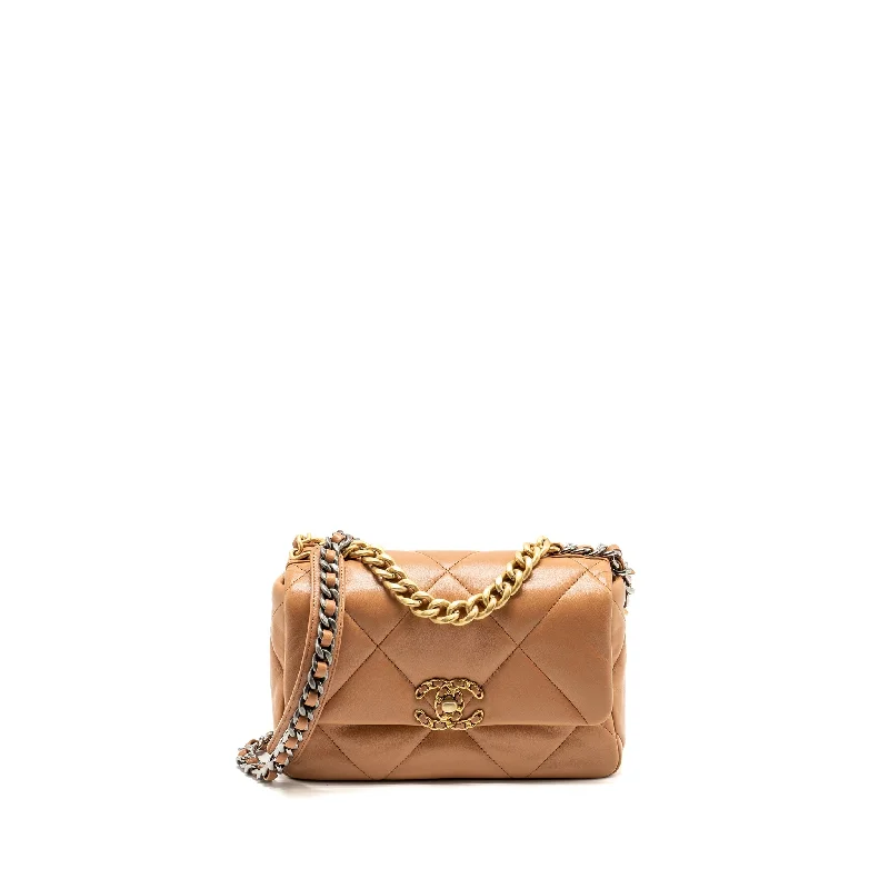 Chanel Designer Handbag with Unique DesignChanel Small 19 Bag Lambskin Caramel Multicolour Hardware (Microchip)