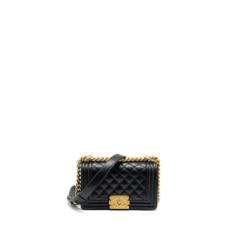 Chanel Luxury Handbag for High - End EventsChanel small boy bag caviar black GHW (Microchip)