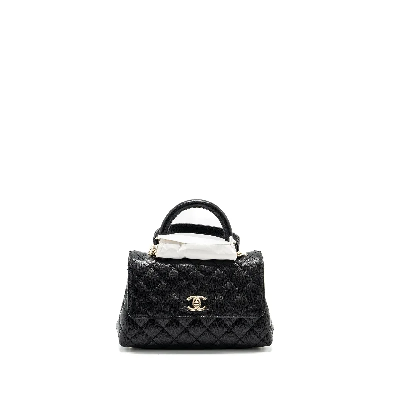 Chanel Handbag with Adjustable Strap for ComfortChanel Small Coco Handle Caviar black LGHW (microchip)