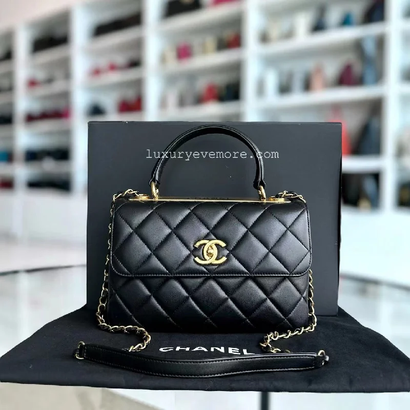 Chanel Vintage Inspired Handbag for Retro LoversTrendy CC Small Quilted Lambskin Black Golden Hardware Series 21