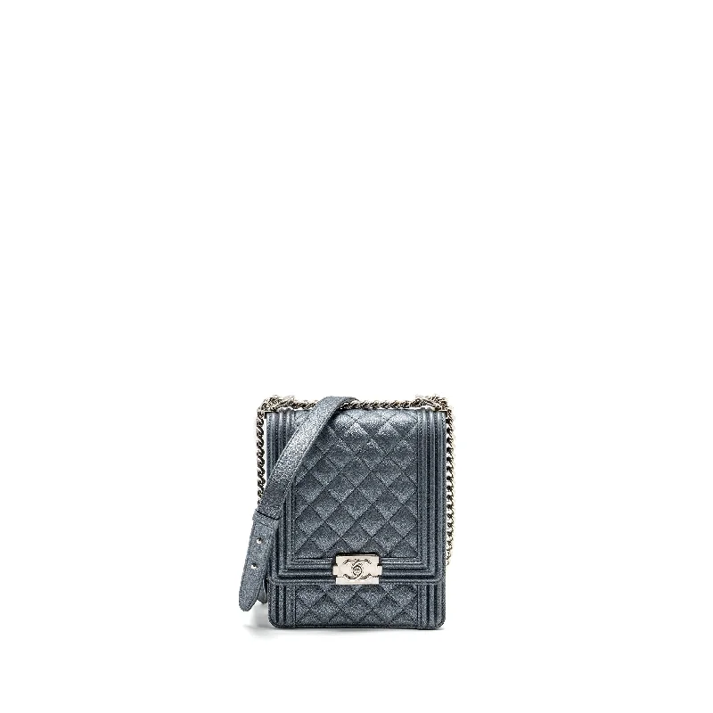 Chanel Designer Handbag with Unique DesignChanel North South Boy Bag caviar metallic grey SHW