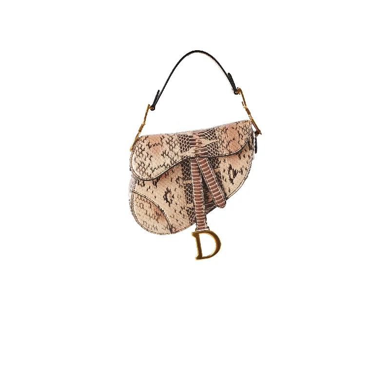 Christian Dior handbags with a back - pocket for quick storageChristina Dior Mini Saddle Snake Skin