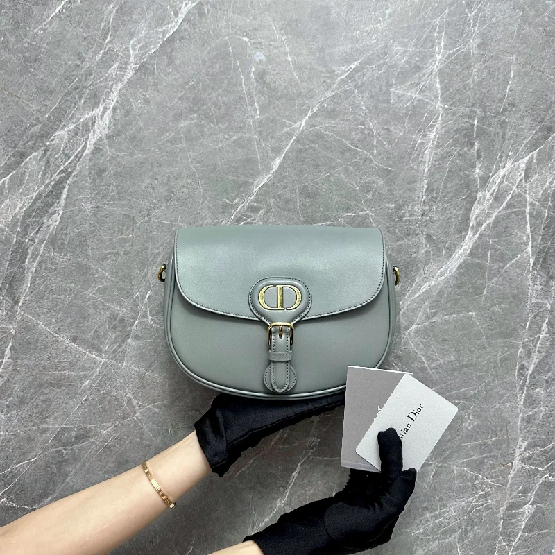 Christian Dior bags with a zip - top closure and multiple compartmentsBobby Medium Flap Gray Leather Bag