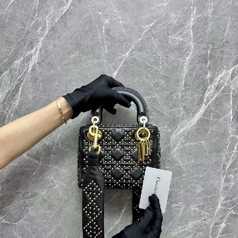 Fashion - forward Christian Dior tote bags for the modern womanLady Mini Studded Lambskin Black GHW