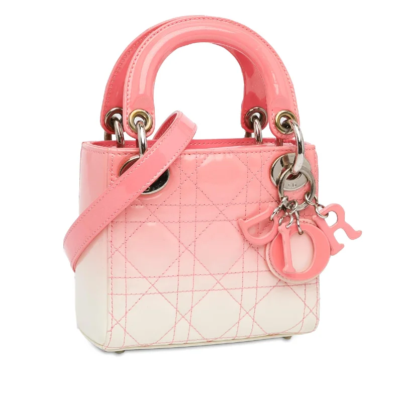 Christian Dior bags with a detachable coin purse insideDior Micro Ombre Patent Cannage Lady Dior (9xIs5t)