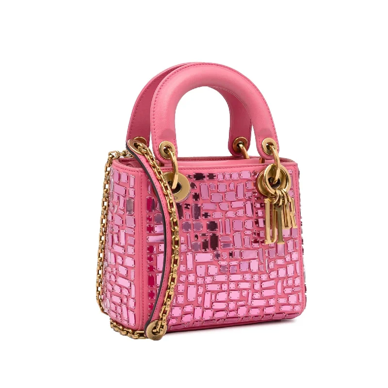 Christian Dior handbags with a back - pocket for quick storageDior Mini Lady Dior Embroidered Mosaic of Mirrors (SHG-VLVCzG)