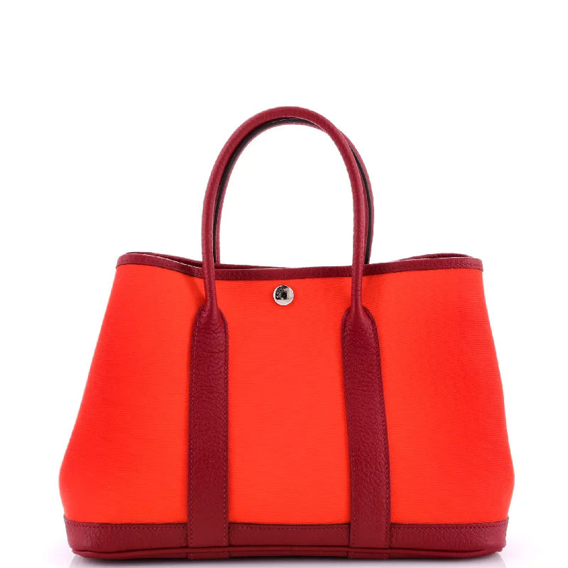 Hermes Bags with Magnetic and Twist - Lock ClosuresGarden Party Tote Toile and Leather 30