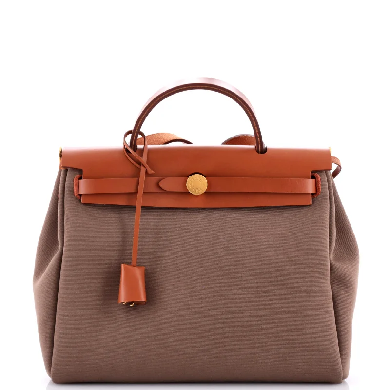 High - Capacity Hermes Duffle - Style Bags for Extended TripsHerbag Zip Verso Leather and Toile 31