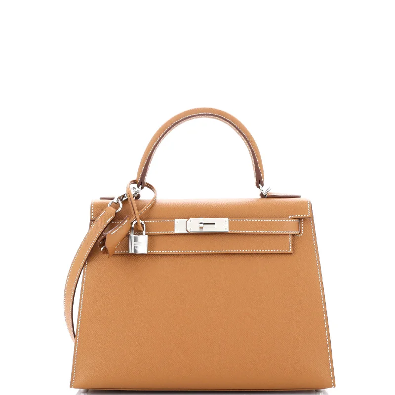 Hermes Bags with Magnetic and Twist - Lock ClosuresKelly Handbag Gold Epsom with Palladium Hardware 28