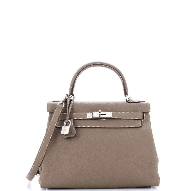 Soft - Handled Hermes So Kelly Bags for a Feminine TouchKelly Handbag Grey Togo with Palladium Hardware 28