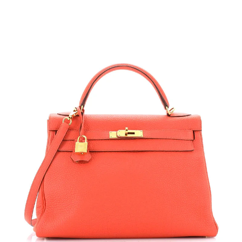 Sporty - Inspired Hermes Bags for Active LifestylesKelly Handbag Orange Poppy Togo with Gold Hardware 32