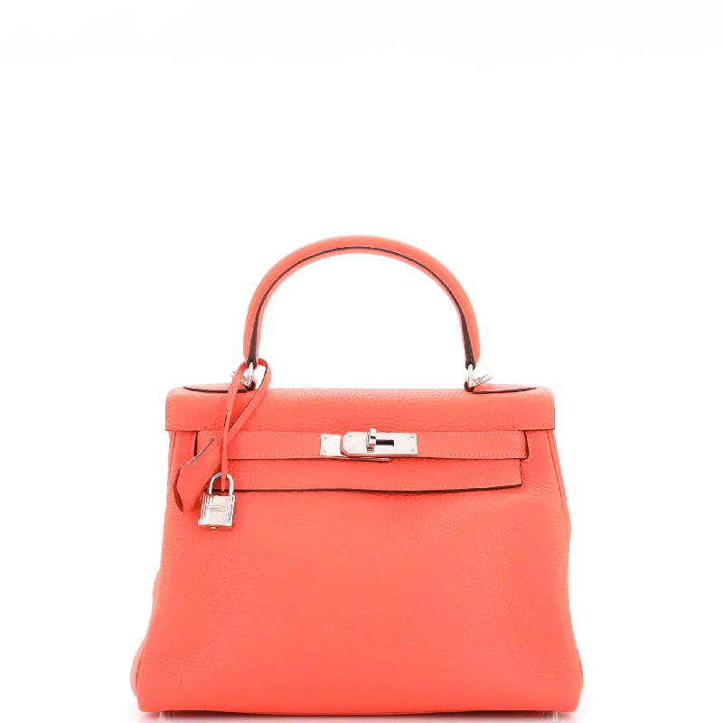 Color - Blocked Hermes Bags for a Bold Fashion StatementKelly Handbag Rouge Pivoine Clemence with Palladium Hardware 28