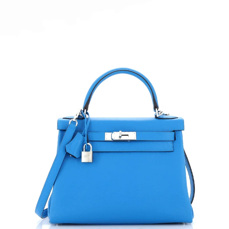 Stylish Hermes Kelly Bags with Custom - Engraved PlatesKelly Handbag Verso Evercolor with Palladium Hardware 28