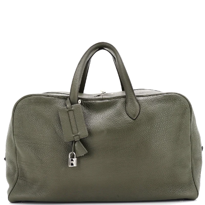 Hermes Bags with Chain - Link Handles for a Touch of GlamourVictoria II Travel Bag Clemence 50